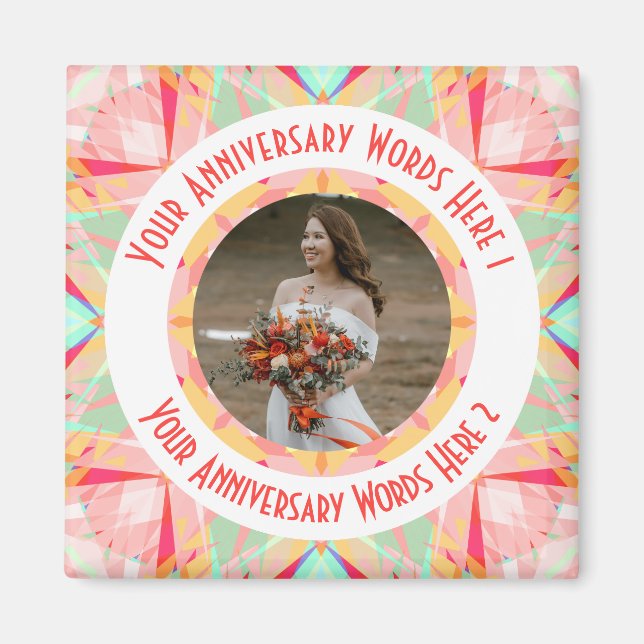 Aimant Coutume Anniversaire de mariage Rouge rose (Devant)