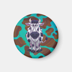 Aimant Cow Brown and Teal Print