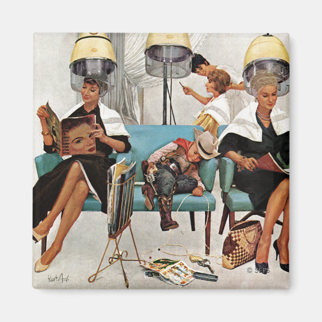 Aimant Cowboy endormi dans le salon de beauté (Devant)