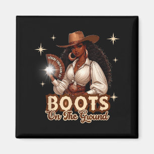 Aimant Cowgirl Western Black Boots sur le terrain Bla