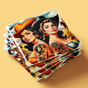 Aimant Cowgirls Tatouées Vintage