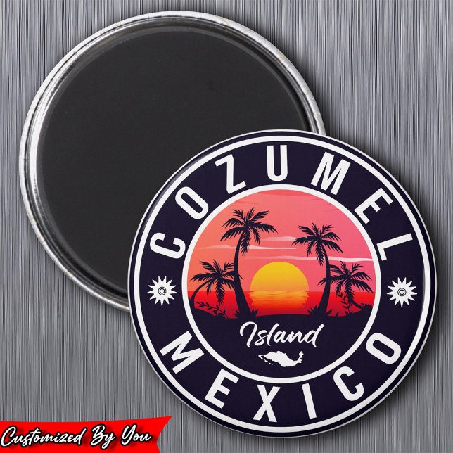 Aimant Cozumel île de Mexico Retro Sunset Souvenirs (Créateur téléchargé)