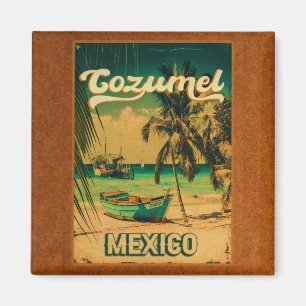 Aimant Cozumel Palm Tree Retro 80s Playa mexicaine