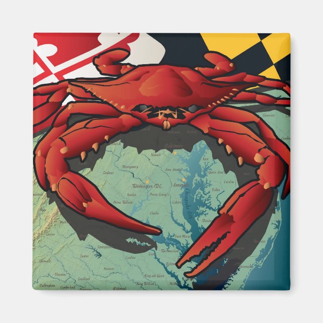Aimant Crabe citoyen du Maryland (Devant)