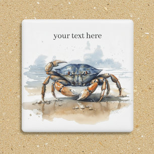 Aimant Crabe de plage à l'aquarelle, personnalisé