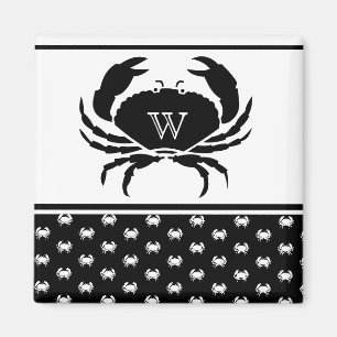 Aimant Crabe marine Monogramme noir et blanc