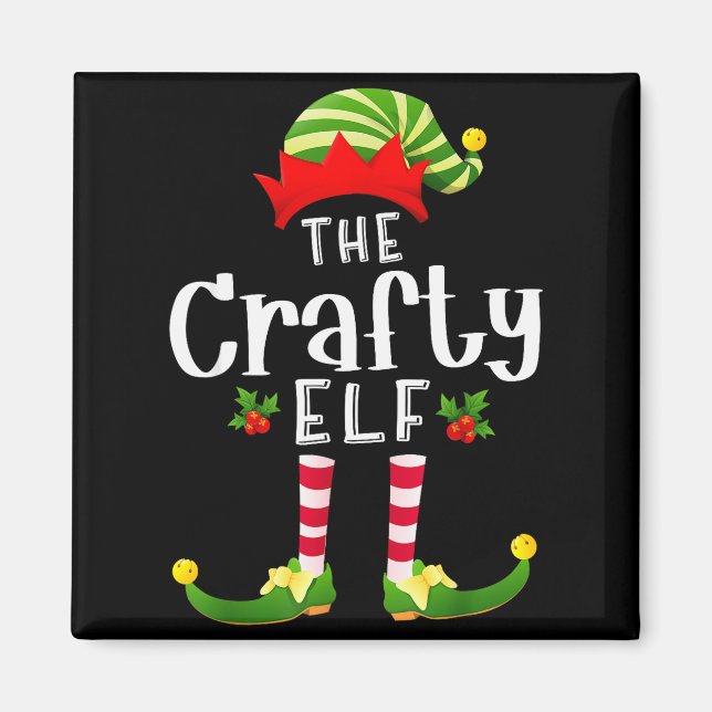Aimant Crafty Christmas Elf Matching Pajama X-mas Party  (Devant)