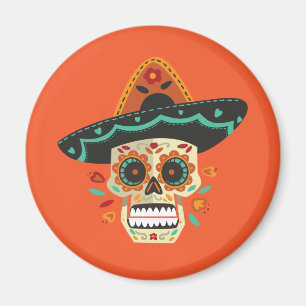 Aimant Crâne à sucre avec Casquette Dia de Muertos   Magn