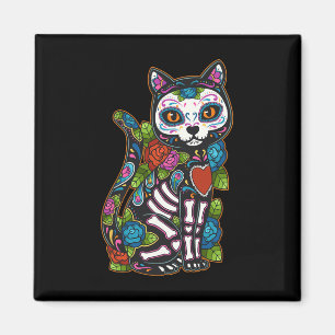 Aimant Crâne à sucre de chat Mexique Calavera Dia De Los 