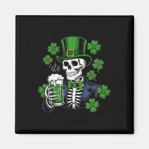 Aimant Crâne de sucre Chanceux Shamrock Bière Buvant St P