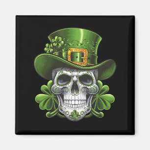 Aimant Crâne de Sucre Fête de la Saint-Patrick Trèfle