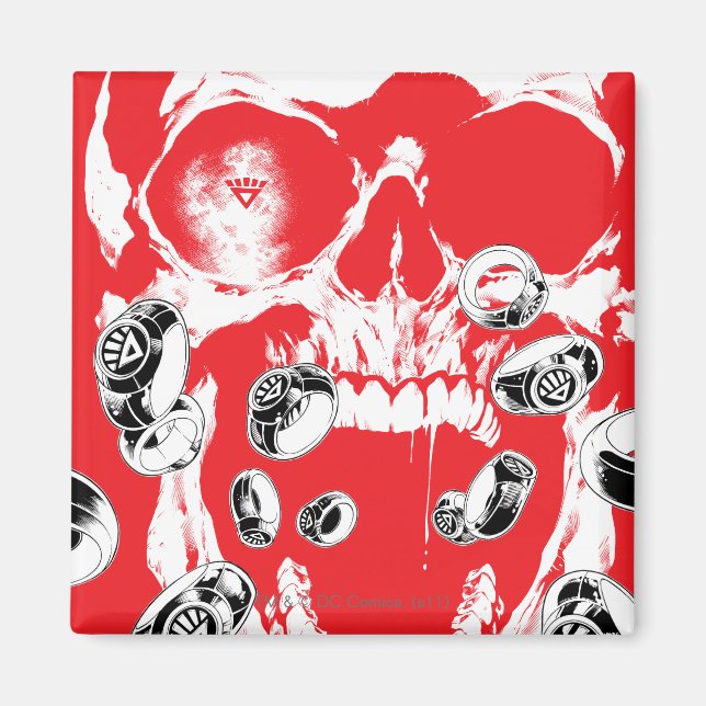 Aimant Crâne et anneaux - Rouge (Devant)