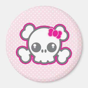 Aimant crâne rose Kawaii