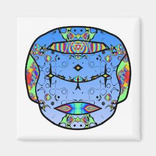 Aimant Crâne tatoué coloré v0