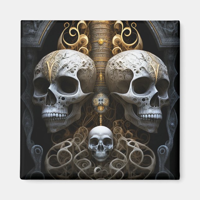Aimant Crânes Horreur gothique Goth Art surréel (Devant)