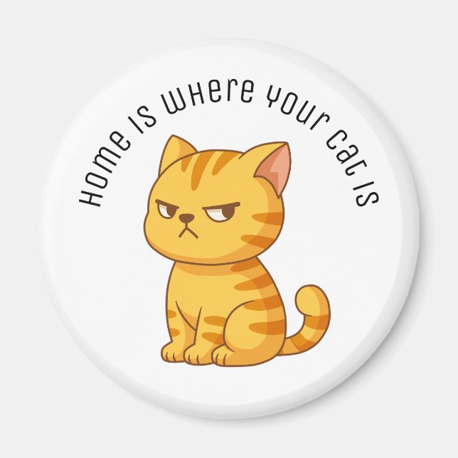 Aimant Cranky Orange Tabby Cat Custom Text (Devant)