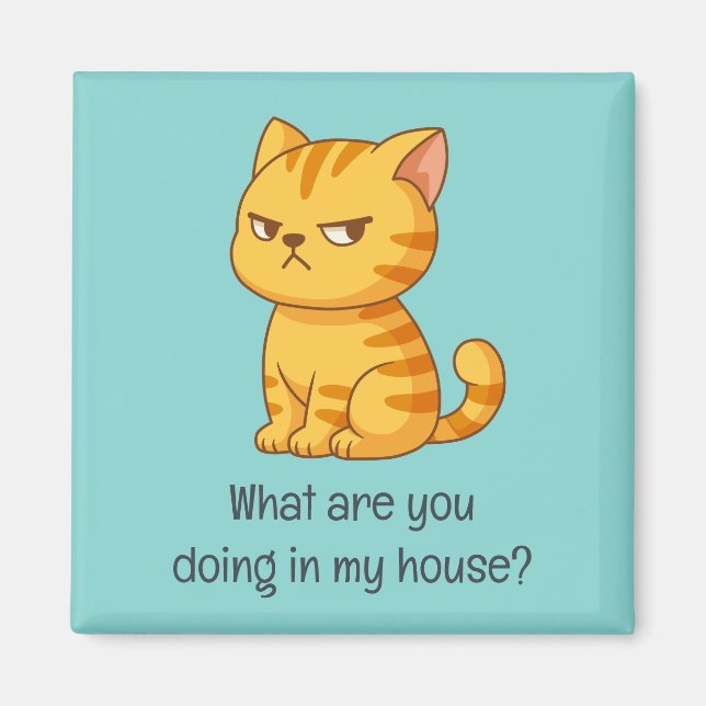 Aimant Cranky Orange Tabby Cat Funny Text Green (Devant)