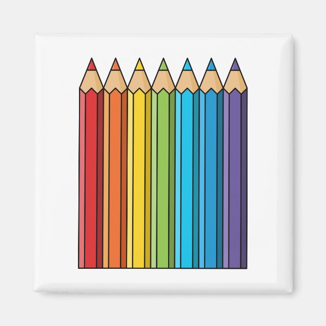 Aimant Crayons de couleur arc-en-ciel (Devant)