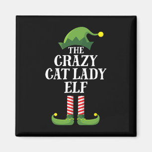 Aimant Crazy Cat Lady Elf Matching Family Group Noël