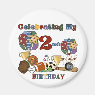 Aimant Crazy For Sports 2e Anniversaire T-shirts et cadea