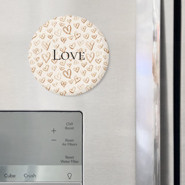 Aimant Cream Brown Hearts Valentine's Day Love (In situ (réfrigérateur))