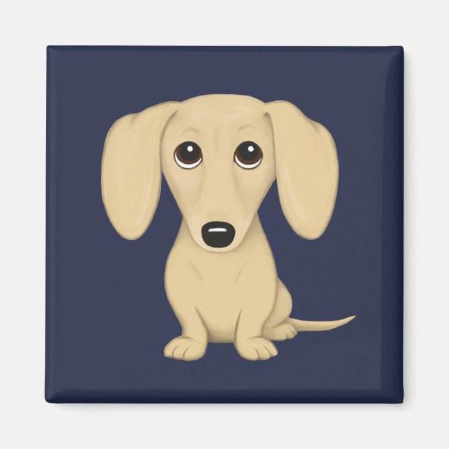 Aimant Cream Smooth Coated Dachshund Cartoon Chien (Devant)