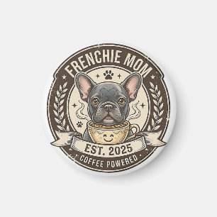 Aimant Création vintage de maman Frenchie boostée au café