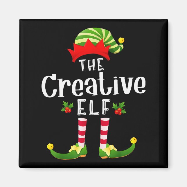 Aimant Creative Christmas Elf Matching Pajama X-mas Party (Devant)