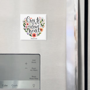 Aimant Crée en moi un cœur pur floral