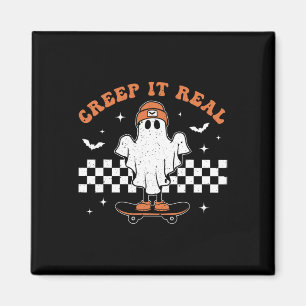 Aimant Creep It Real Ghost Skateboard Retro Cute Hallowee