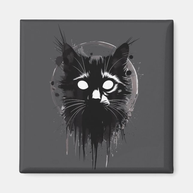 Aimant Creepy Cute Goth Cat Horror Kitty Sketch Alt Nge E (Devant)