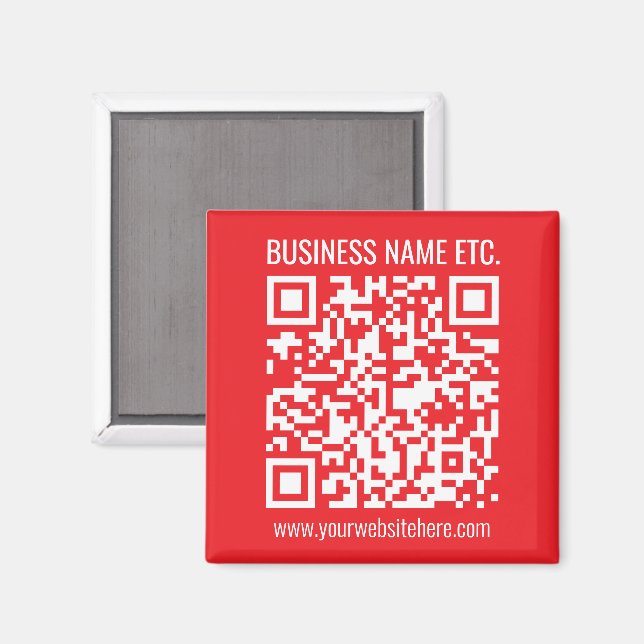 Aimant Créez instantanément votre propre code QR | Rouge  (Recto/Verso)