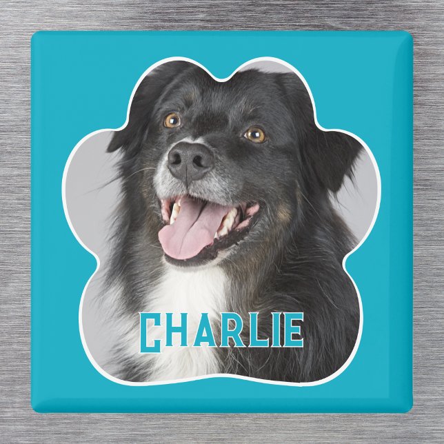 Aimant Créez votre propre photo de chien animal de compag (Dog Photo Magnet. Create your own personalized paw print design complete with name. )