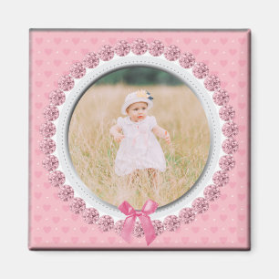 Aimant Créez votre propre photo personnalisée rose