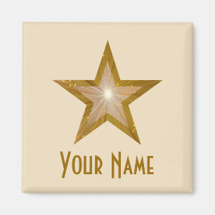 Aimant Crème carré du réfrigérateur "Gold" Star "Your Nam