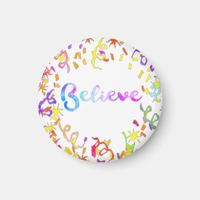 Aimant Croire la typographie aquarelle Art Confetti (Devant)