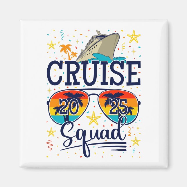 Aimant Croisière 2025 Carré de vacances de croisière (Devant)