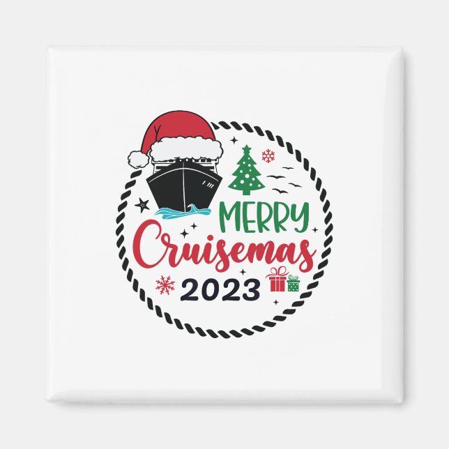 Aimant Croisière de Noël en famille 2023 Merry Cruisemas  (Devant)