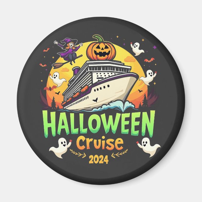Aimant Croisière d'Halloween 2024 Voyage Éffrayant en fam (Devant)