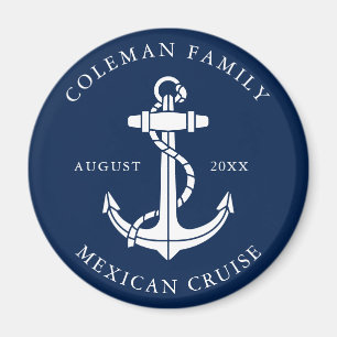 Aimant Croisière familiale personnalisée Ancre nautique