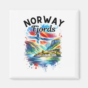 Aimant Croisière Fjords Norvège Drapeau Norvégien Scandin