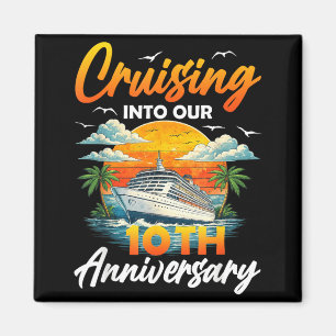 Aimant Croisière Rétro 10e Anniversaire au coucher du sol