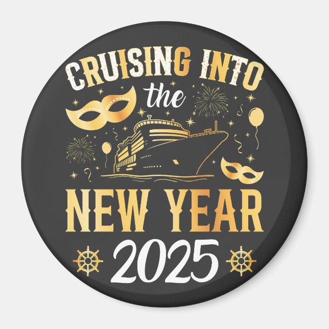 Aimant Croisière sur la croisière du Nouvel An 2025 Circl (Devant)