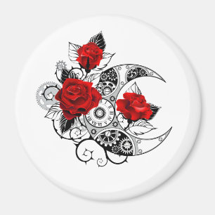 Aimant Croissant Mécanique avec Roses Rouges