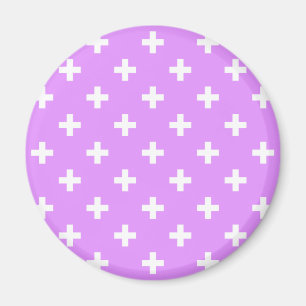 Aimant Croix blanches de polka sur le lilas
