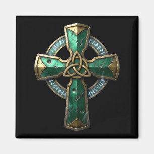 Aimant Croix celtique antique runes patrimoine irlandais 