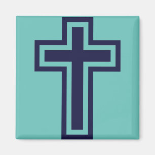 Aimant Croix chrétienne bleue différentes variantes