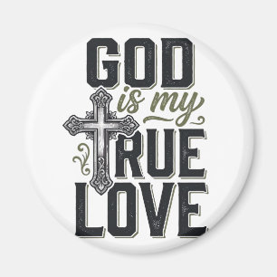 Aimant Croix chrétienne Dieu est mon véritable amour Vect