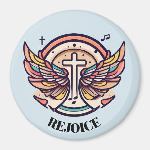Aimant Croix colorée Agnel ailes Rejoice