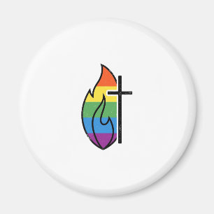 Aimant Croix de Flamme Arc-en-ciel Vintage Design Vectori